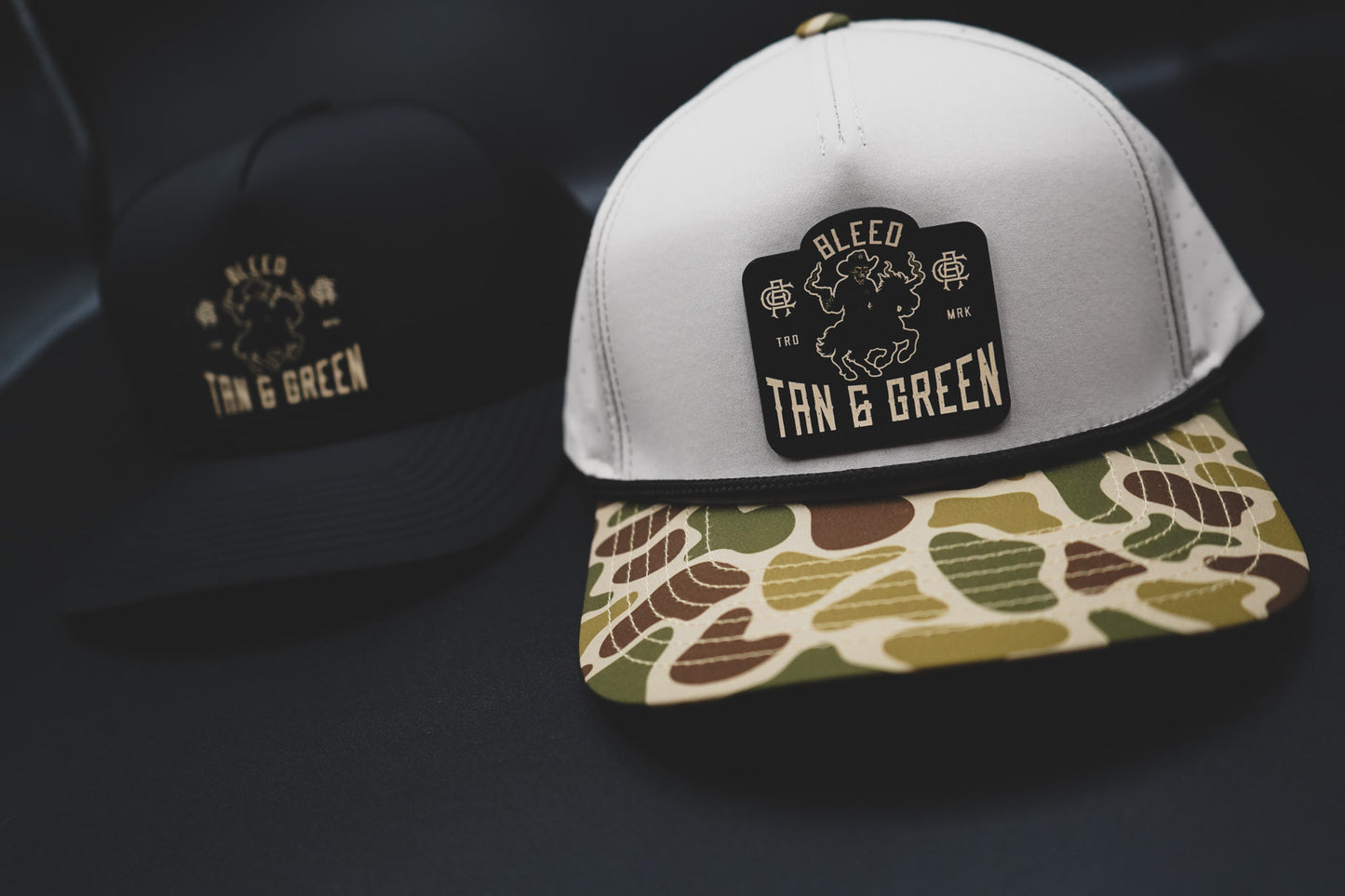 Bleed Tan and Green – Performance Snapback Hat