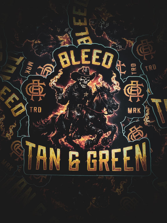 3" BLEED TAN & GREEN STICKER